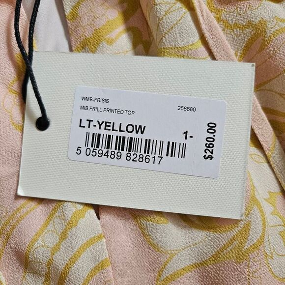 Ted Baker Frill Printed Top in Light Yellow Size 1 US 4 - Picture 5 of 6